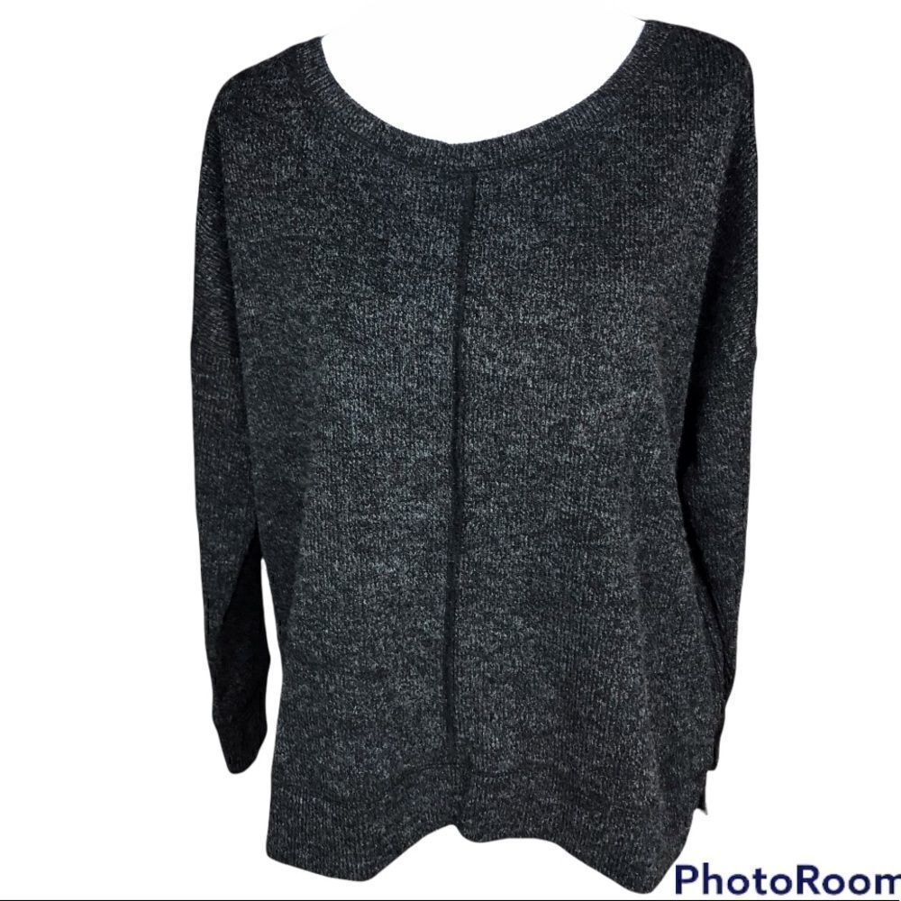 Band of Gypsies Sweater Scoop Neck Black with White Pullover Small NWOT